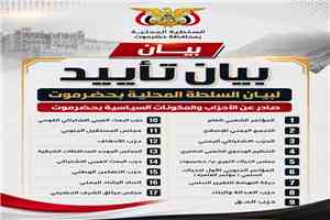 الأحزاب والمكونات السياسية بحضرموت تؤيد بيان السلطة المحلية بالمحافظة