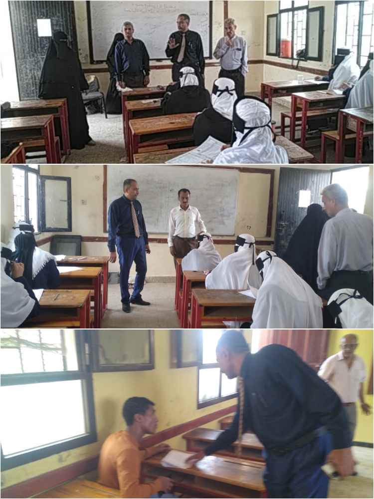 مدير عام تربية أبين يتفقد سير عملية الاختبارات النهائية للثانوية العامة بمنطقة المخزن ومدينة جعار