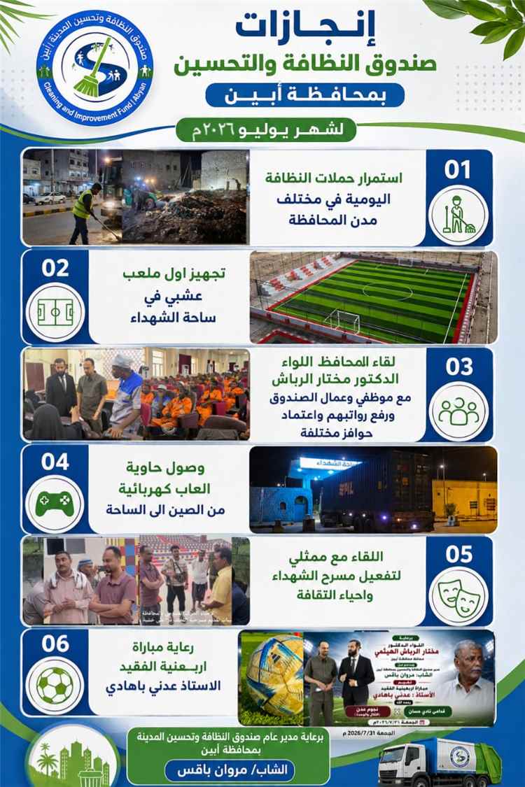 جيش برتقالي يتحول إلى لوحة بيئية بأيدي وطنية لتعيد أبين مجدها الحضاري ووجهها الجمالي الأخضر