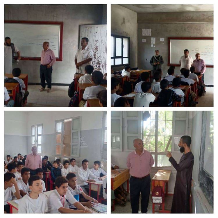 مدير إدارة التربية والتعليم م/لودر يتفقد سير العملية التعليمية بمدرسة الشهيد ناجي الفترة المسائية