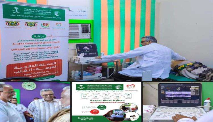 1000 مستفيد في شبوة من الحملة العلاجية الأولى لمرضى القلب بدعم مركز الملك سلمان
