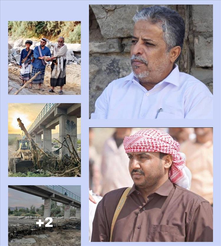 استمرار أعمال صيانة جسر التعاون بدعم السلطة المحلية ببيحان والشخصية الاجتماعية الشيخ مصلح القربعي