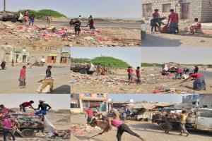 استمرار حملات النظافة في مدينة شقرة بأبين.