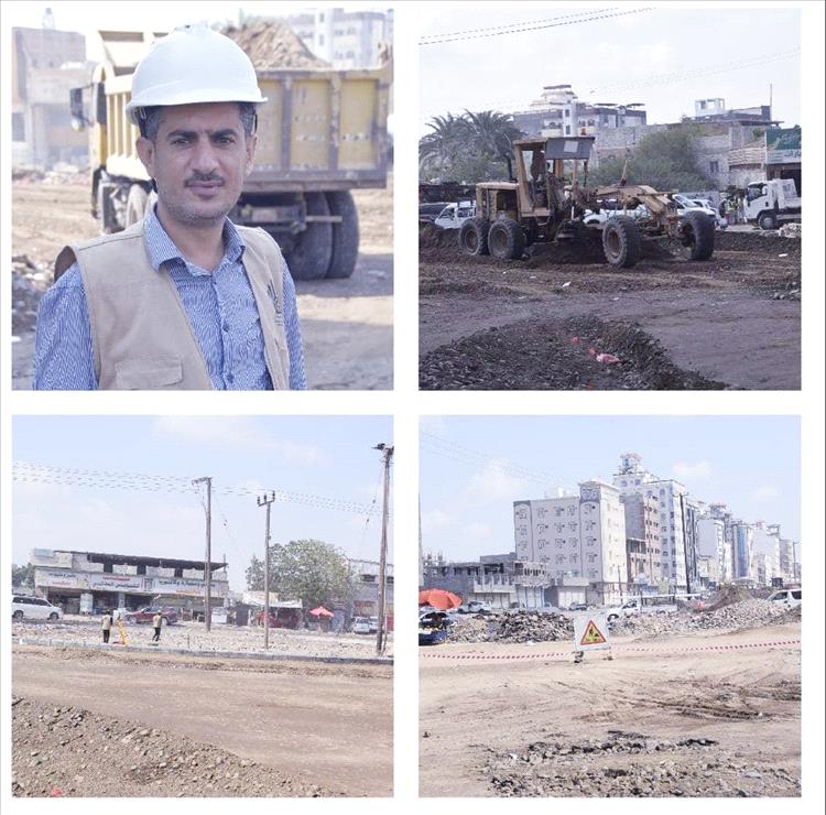 المهندس معتصم : العمل جار في المقطعين الأول والثانية لمشروع إعادة تأهيل وصيانة شارع الخمسين