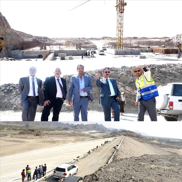 محافظ أبين وفريق التوجيه والرقابة الرئاسي يتفقدان منشأة سد حسان الاستراتيجية