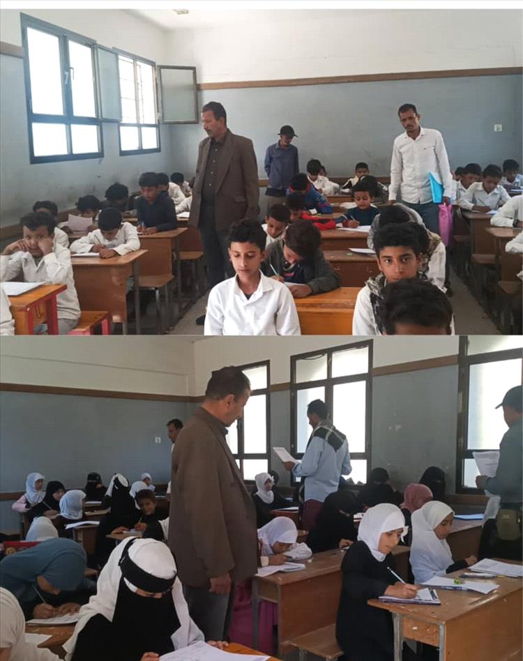 مستشار مدير عام تربية أبين "النوباني" يتفقد سير عملية الاختبارات بمدرسة "ذمثبة" ومجمع الفقيد السنيدي بسرار