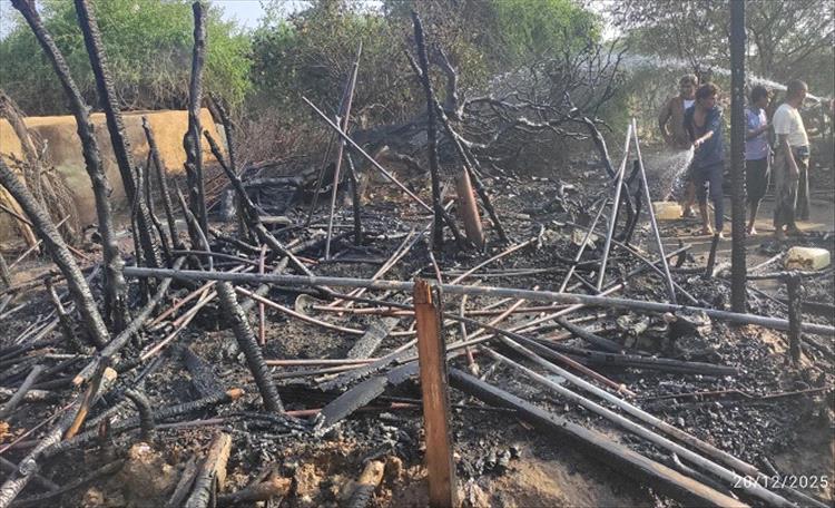 حريق يلتهم منزلين نازحين في حجة