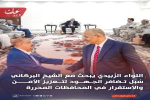 لقاء يجمع بين رئيس مجلس النواب سلطان البركاني واللواء عيدروس الزُبيدي في عدن