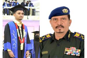 وكيل جهاز أمن الدولة اللواء المحوري يهنئ الصحفي ماهر البرشاء بمناسبة تخرجه من كلية الإعلام