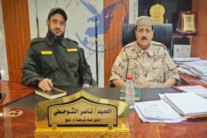 اللواء الركن صالح علي حسن خلال زيارته لإدارة أمن لحج: أنتم نموذج للانضباط والالتزام الوطني رغم شح الإمكانيات..