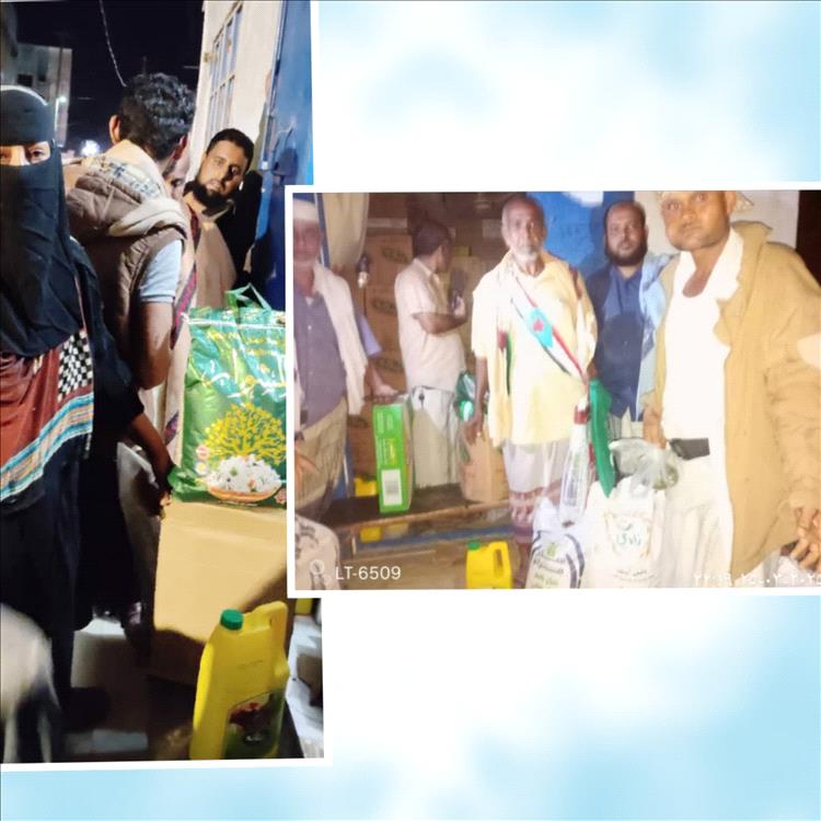 تبن : الإنتقالي يوزع السلال الغذائية على أسر الشهداء والجرحى