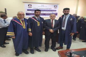 بحضور رئيس جامعة عدن،، الماجستير للباحثين العطاس والحسوي من كلية الهندسة