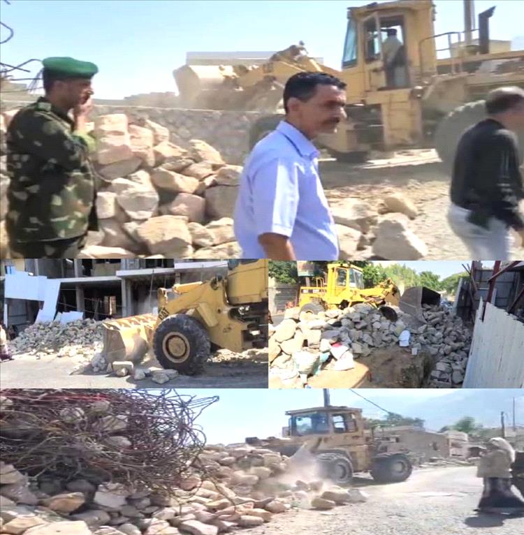 حملة ميدانية لإزالة مخالفات البناء من شوارع وأحياء مديرية القاهرة بـ«تعز»