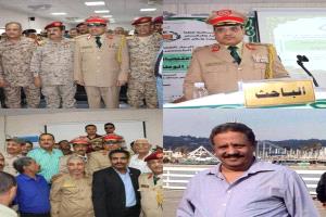 السفير فضل الحنق والصحفي العميد مقراط يهنئان الوزير اللواء سالم السقطري بنيله الماجستير بامتياز