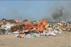 المخا تتلف 80 طنًا من السجائر والمعسلات المهربة لحماية الصحة العامة والاقتصاد الوطني