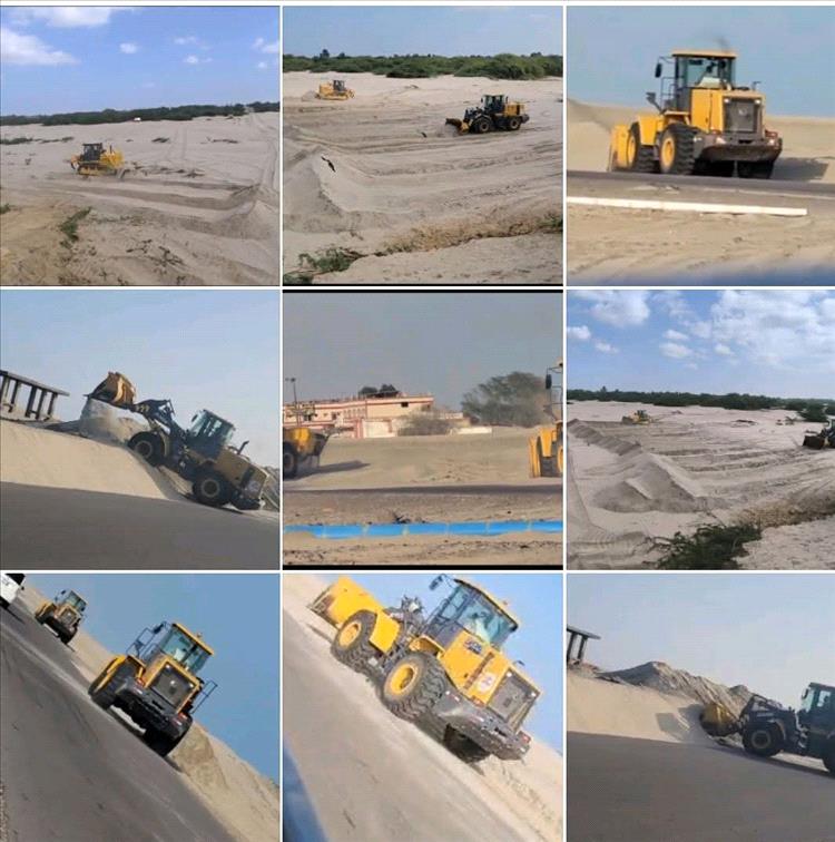 إزالة الرمال من الخط الدولي وتدشين الأعمال بدلتا أبين وأحور