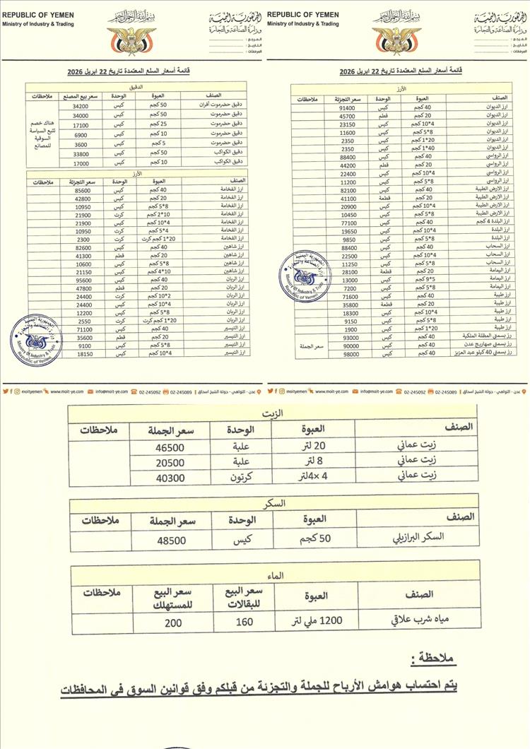 تحركات جديدة في أسواق عدن… رقابة مشددة وقوائم أسعار ملزمة للتجار
