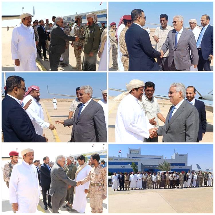 وصول رئيس جهاز أمن الدولة إلى المهرة.. استقبال رسمي في مطار الغيضة وبدء زيارة ميدانية