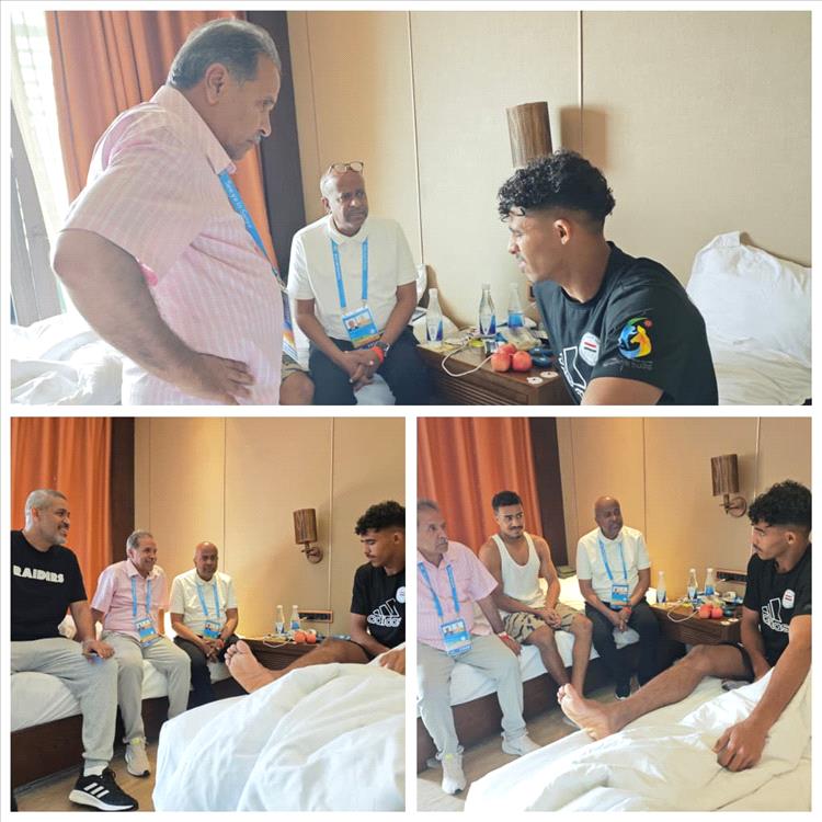 الخليفي والاهجري والهمداني يطمئنون على صحة اللاعب/ عبدالله الواقدي