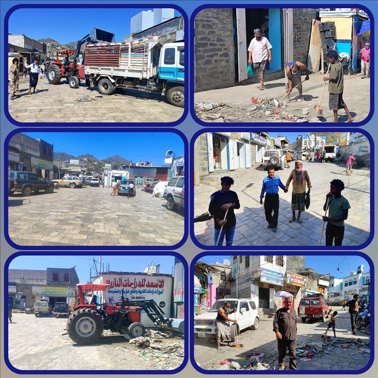 انطلاق حملة نظافة واسعة في سوق مديرية يافع رصد