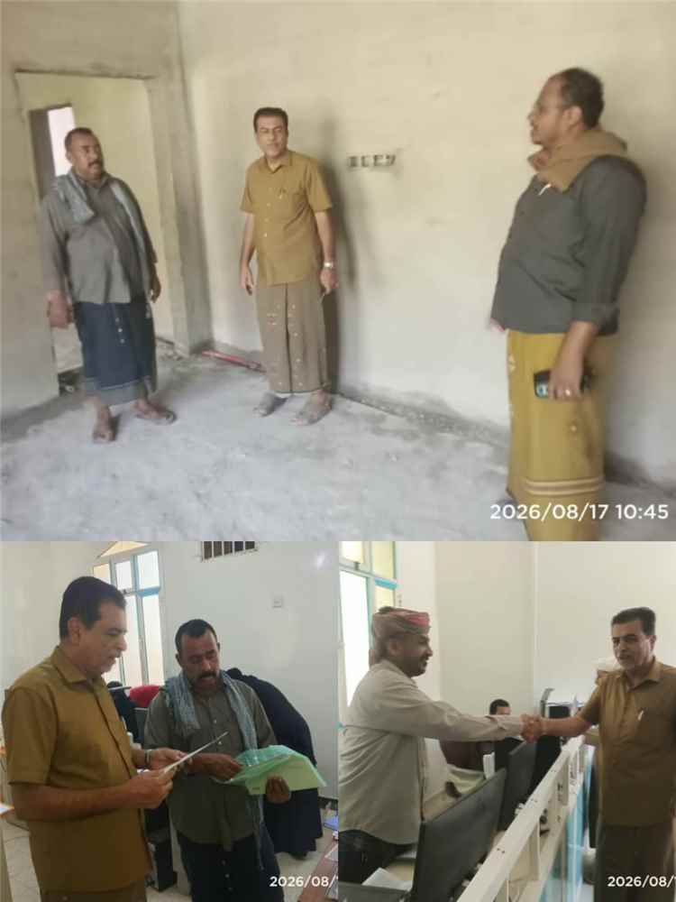 مدير عام مديرية القطن يتفقد مشروع بناء الطابق الثاني بمبنى الأحوال المدنية و الشؤون الاجتماعية والعمل