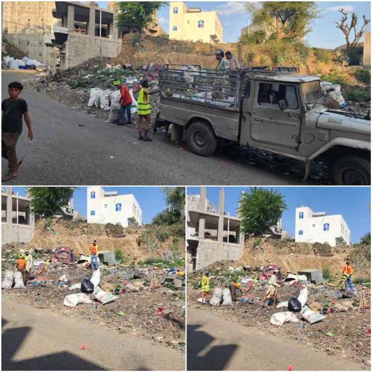 صندوق النظافة والتحسين بالمواسط ينفذ حملة لإزالة المخلفات وتنظيف مركز المديرية (العين)