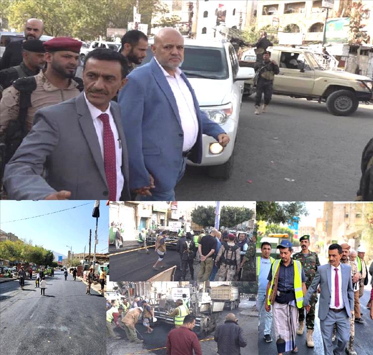 محافظ تعز يدشّن مشاريع إعادة تأهيل خمسة شوارع في مديرية القاهرة بتكلفة 241 مليون ريال