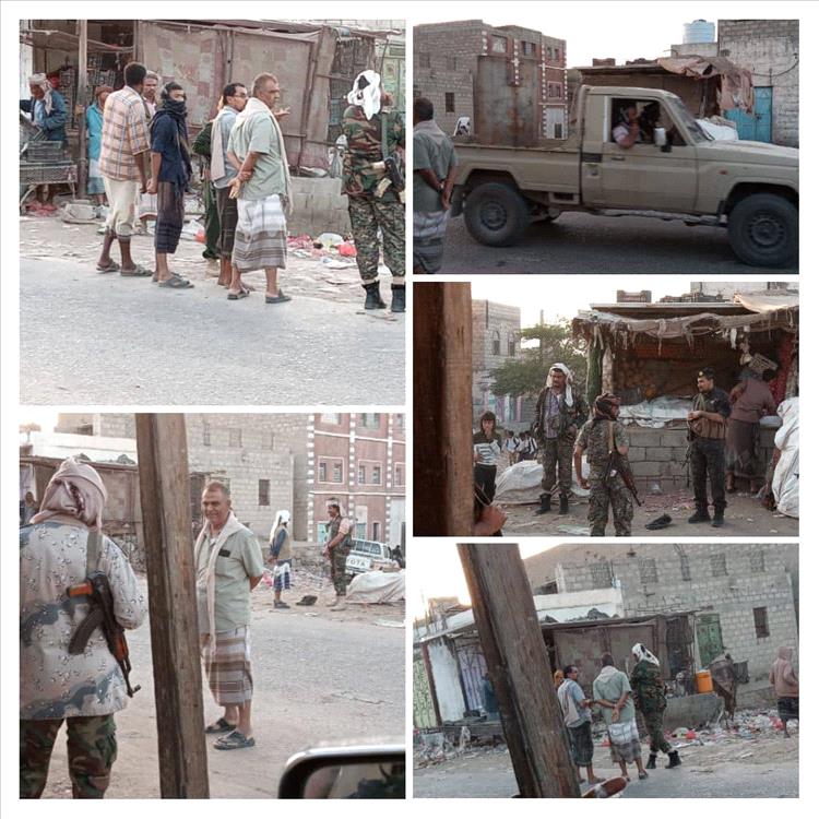 حملة أمنية لإزالة المفارش العشوائية وترتيب سوق مدينة المحفد