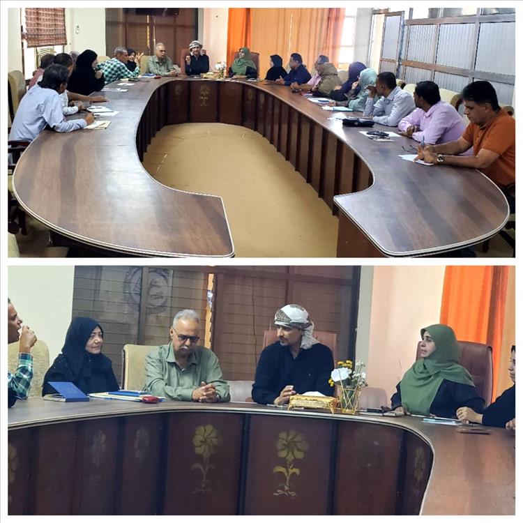 اليزيدي وجواد يناقشا آلية توزيع السلة الغذائية لمنتسبي التربية والتعليم بالعاصمة عدن