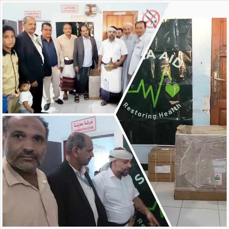 بتوجيه المدير العام الشاعري: مدير الصحة الدكتور عبدالغني يستلم جهاز فحص الدم (CBC) للمركز الصحي المدافن بقعطبة بدعم من منظمة SEHA AID