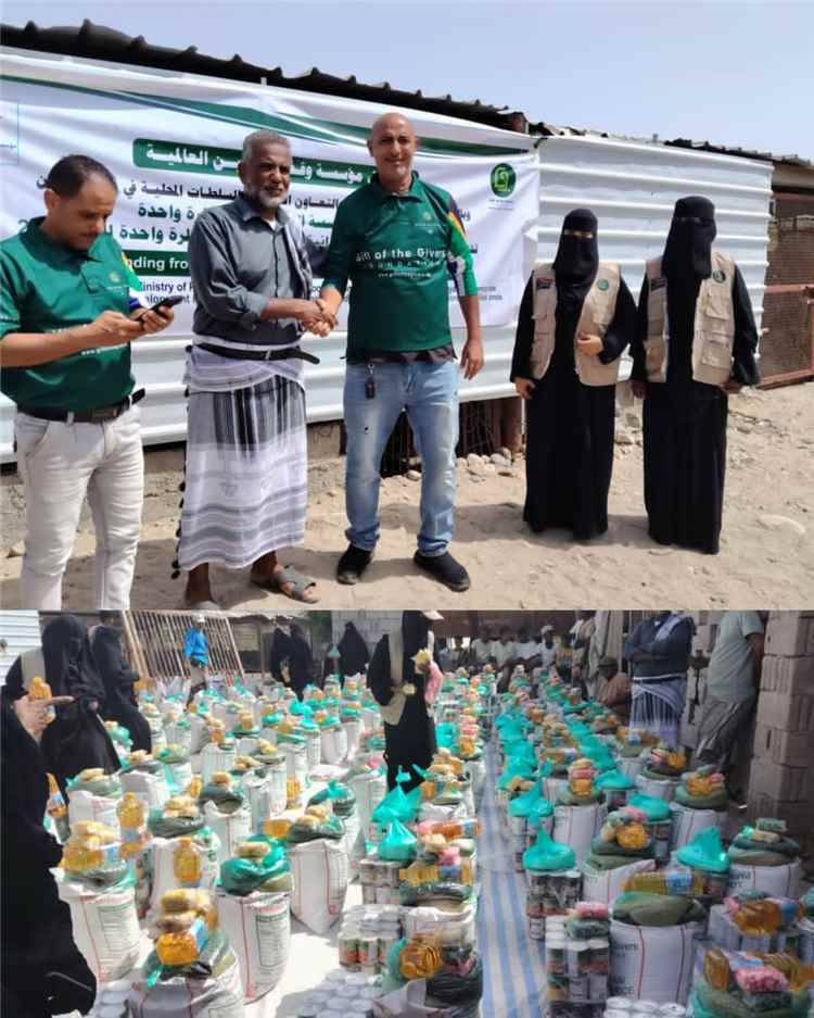 مؤسسة البركة توزع 300 سلة غذائية للأسر الفقيرة في خنفر منطقة كدمة السيد قاسم والجول