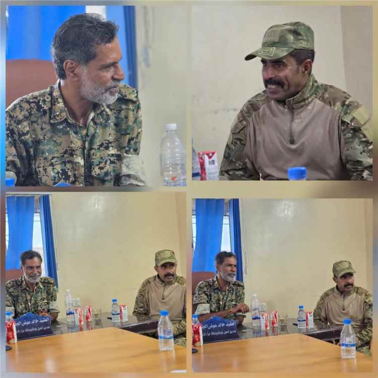مدير أمن الشحر وقائد لواء الضبة يبحثان تعزيز التنسيق الأمني والعسكري للحفاظ على الأمن والاستقرار