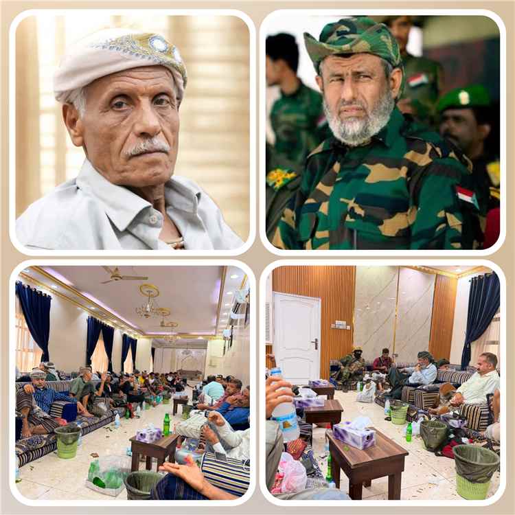 قائد قوات الأمن الخاصة اللواء الركن الدكتور عبدالسلام الجمالي يقدم واجب العزاء لأسرة الفقيد الشيخ عبدالرب ثابت العمري