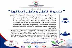 رئيس المجلس الشبابي للسلام بشبوة يدعو محافظ المحافظة إطلاق حوار شامل وتشكيل مجلس تنسيقي يوحد الجهود لخدمة شبوة