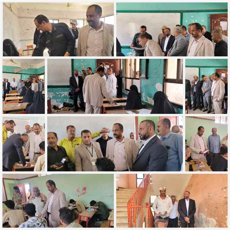 المحافظ القبّة ومدير التربية الحنق والمدير الشاعري يدشنان امتحانات الشهادة الثانوية العامة بمديرية قعطبة
