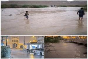 أمطار غزيرة تضرب حضرموت وتقطع طرقًا رئيسية بين سيئون والمكلا