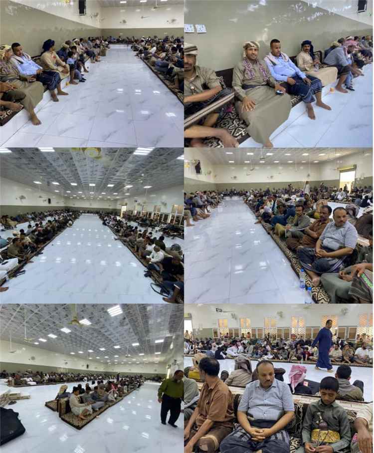 قبائل آل عيدان تستقبل قبائل شبوة في قاعة الملكة بمناسبة عرس جماعي بحضور مدير مكتب الضرائب أحمد الهقل