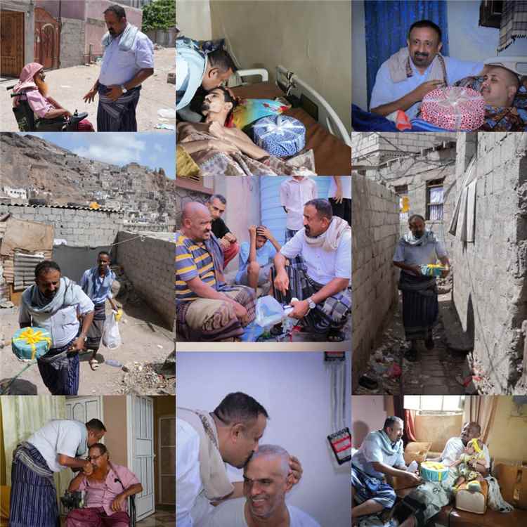 الوكيل النوبة يختتم زيارات المعايدة لجرحى الإعاقة بعدن مؤكداً: إنصافهم واجب وطني وأخلاقي