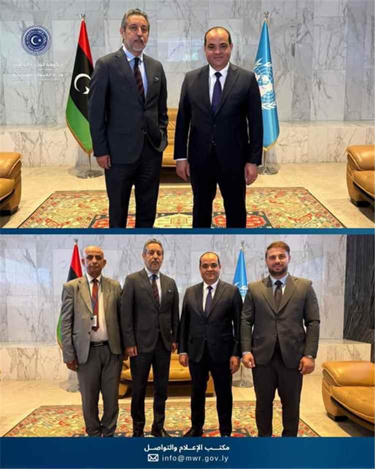 وزير الموارد المائية يبحث مع رئيس بعثة دولة ليبيا لدى الأمم المتحدة دعم ملف المياه الليبي دولياً