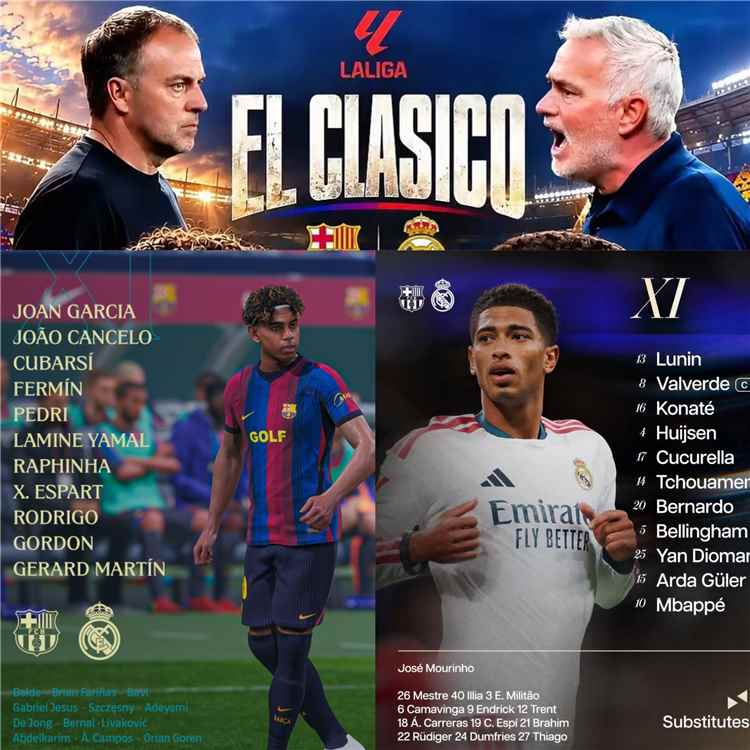 فليك و مورينيو يعلنان تشكيلتي برشلونة و ريال مدريد الرسمية في كلاسيكو الليجا الإسبانية