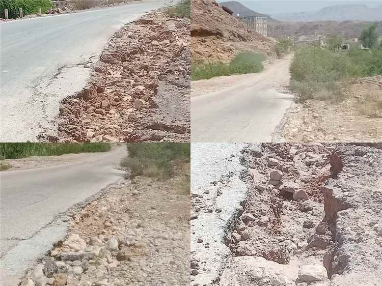 الامطار تخلف أضرار في طريق النقبة – عزان بشبوة