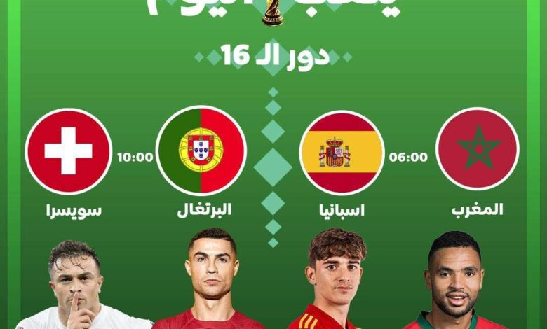 جدول مباريات اليوم الثلاثاء في كأس العالم